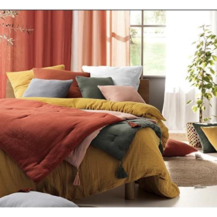 Parure de lit - PROMO LINGE - Alia - Gaze de coton - 260x240cm - Sauge