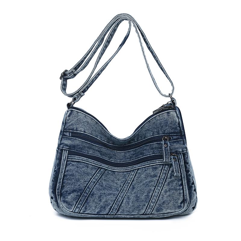 Middle-Aged Mother's Bag Denim Bag Women's Multi-Compartment Shoulder Bag