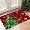 Christmas Snowflake Letter Star Tree Doormat, Machine Washable Flannel Rug with Back Glue for Indoor Outdoor Multi-Room Decor