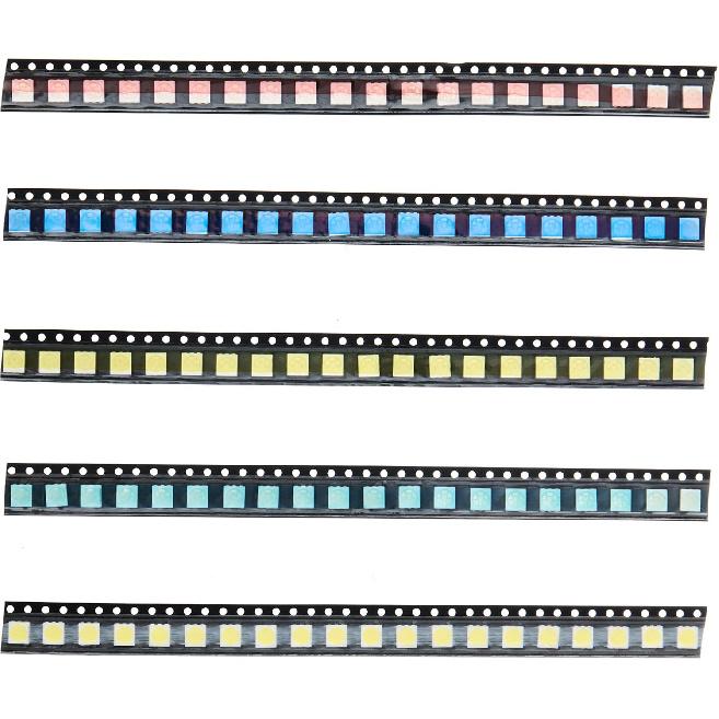 100pcs 5 Types Colors 5050 Red Yellow Blue Green White SMD LED Diode Lights Chips Kits (Surface Mount) 20mA High Intensity Lighting Components Light