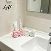 Bow Toothbrush Holder 3D Printed Holder Adhesive Cup with Dual Holes for Pink White Bathroom Organizer & Toothpaste Cute Decor Minimalist