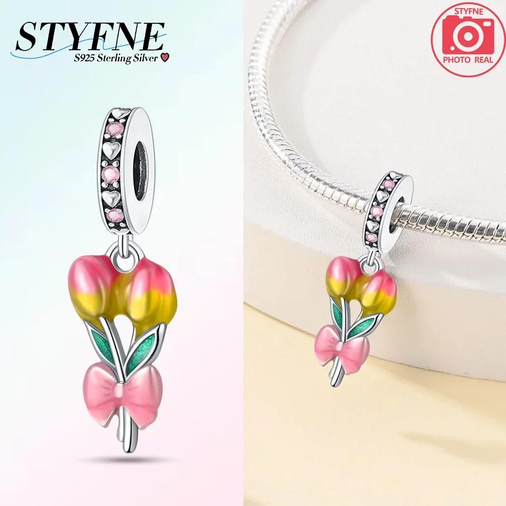 

Original Purple Tulips Yellow Maple Leaves Sunflowers Beads Fit Bracelet Charms Copper Women Jewelry Making Diy Gift