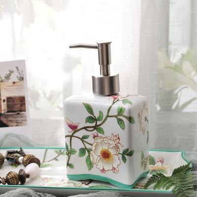 Ceramic Soap Bottle Vintage Soap Dispenser Hand Soap Pump Bottles Lotion Dispenser Refillable Shampoo Container Home Bathroom