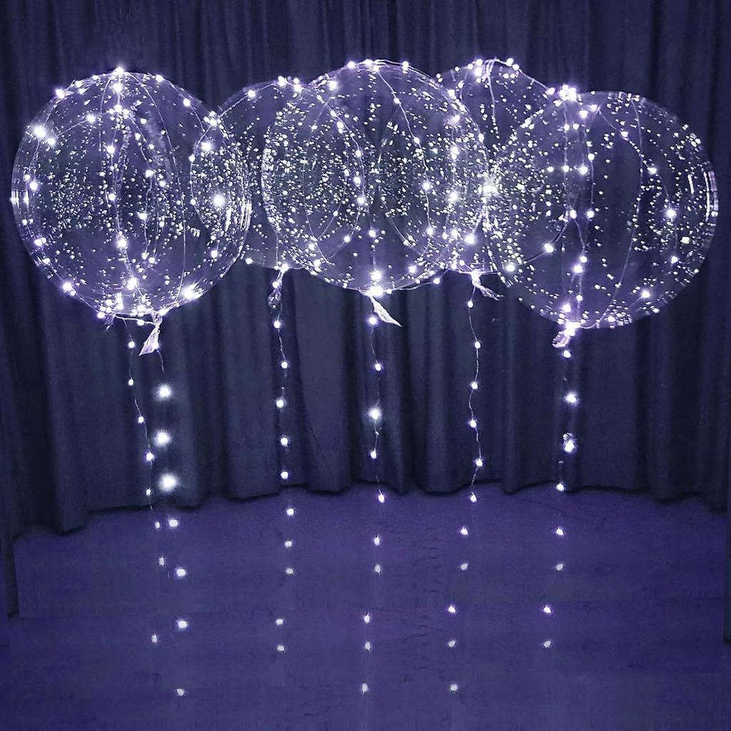 Bobo Balloons with LED Lights Transparent Glowing Bubble Balls for Wedding Birthday Decorations, Party Supplies