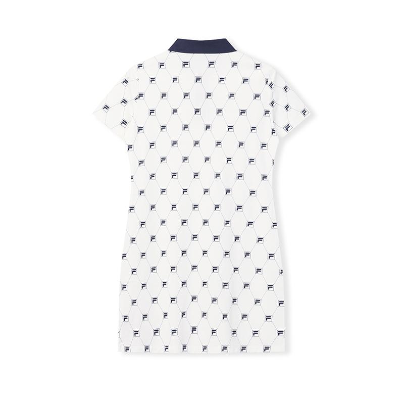 FILA Original Fashion Classic All Over Print Vintage Casual Elegant Simple Knit Polo Dress Women dresses F51W629307FZB