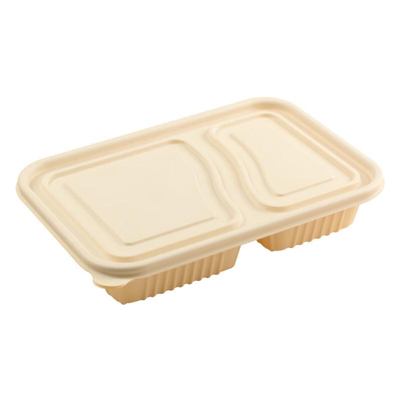 Engångs Bento-låda med dubbla fack av majsstärkelse