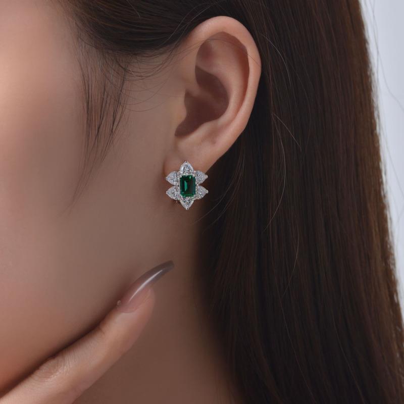 Gica Gema 100% 925 Sterling Silver Light Yellow Rectangle Personalized Classic Stud Earrings For Women Fine High Grade Jewelry Gift