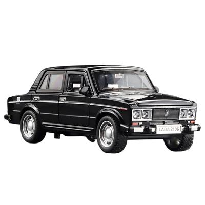 1/32 LADA 2106 Diecast Model Metalowy Samochód Samochód Z Otwieranymi Drzwiami Funkcja Pull Back Muzyka Światło Zabawki Prezentowe Dla Dzieci