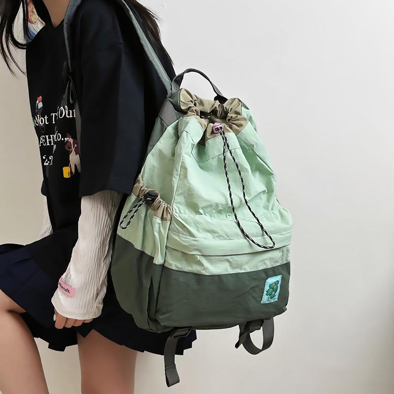 Весна Лето Легкая Дорожная Op Street Sle Двойная Наплечная Сумка Тоут Кет Цвет Рюкзак на шнурке со шнурком зелёный 1337₽