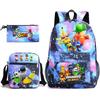 Large Capacity Schoolbag with Shoulder Strap; Student Three-piece Pencil Case Set