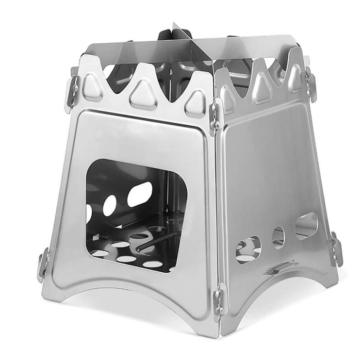 Oem Camping Wood Stove Folding Lightweight Stainless Steel Wood Burning Stoves Portable Backpacking Stove For Outdoor Picnic серебряный