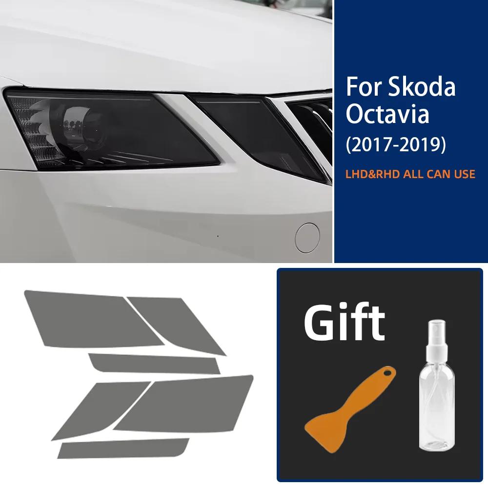 TPU-Scheinwerfer-Schutzfolie für Skoda Octavia 3 Facelift 2017-2019 - 6 Stück Rauchschwarz Getöntes Wrap