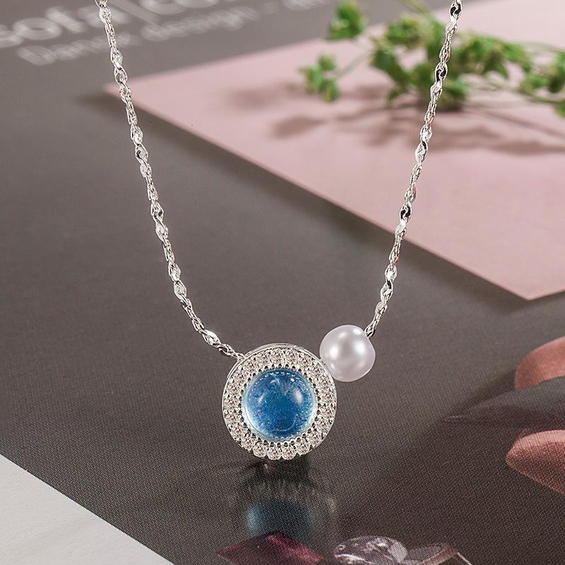 

Серебряный кулон-шарм для ожерелья 925 пробы, синий, простая геометрическая форма, женский кулон, чокер, подарок на день рождения, изысканные ювелирные аксессуары платиновый
