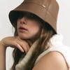 ACCLET Wide Brim Leather Bucket Hat H015_BROWN