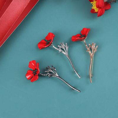 1Pcs Retro Creative Poppy Flower Brooch Suit Clothes Shirt Collar Pin Brooch