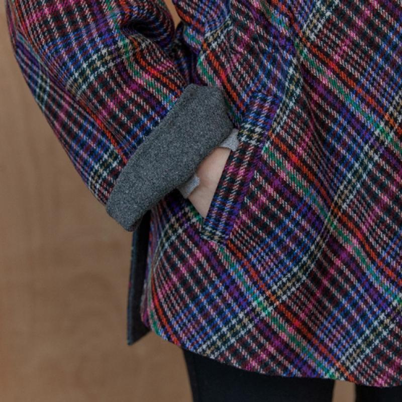 Maxza Multi Check Hood Half Handmade Coat Cc10hc305on