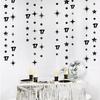 Black 17th Birthday Decorations Number 17 Circle Dot Star Garland Streamer Banner Backdrop for Girls Boys Cheers to 17 Years Old Birthday 17 and