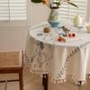 Waterproof Cotton Linen Embroidered Tablecloth for Dining or Coffee Table