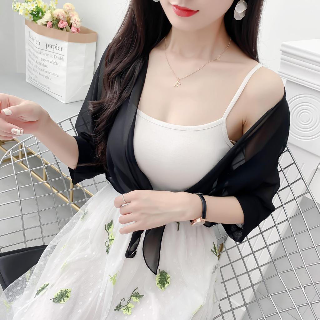 Korean Style Loose Chiffon Cardigan: Elegant Long Sleeve Summer Sun Protection