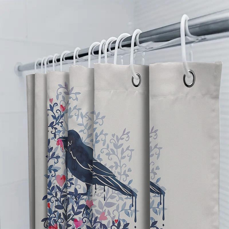 Bathroom Shower Curtain Bird Nature Floral Pattern Home Decor Washable Waterproof Fabric Liner