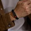 Bracelet d'identification médicale d'alerte gravé personnalisé, Bracelet jonc en cuir tressé à boucle magnétique en acier inoxydable pour hommes