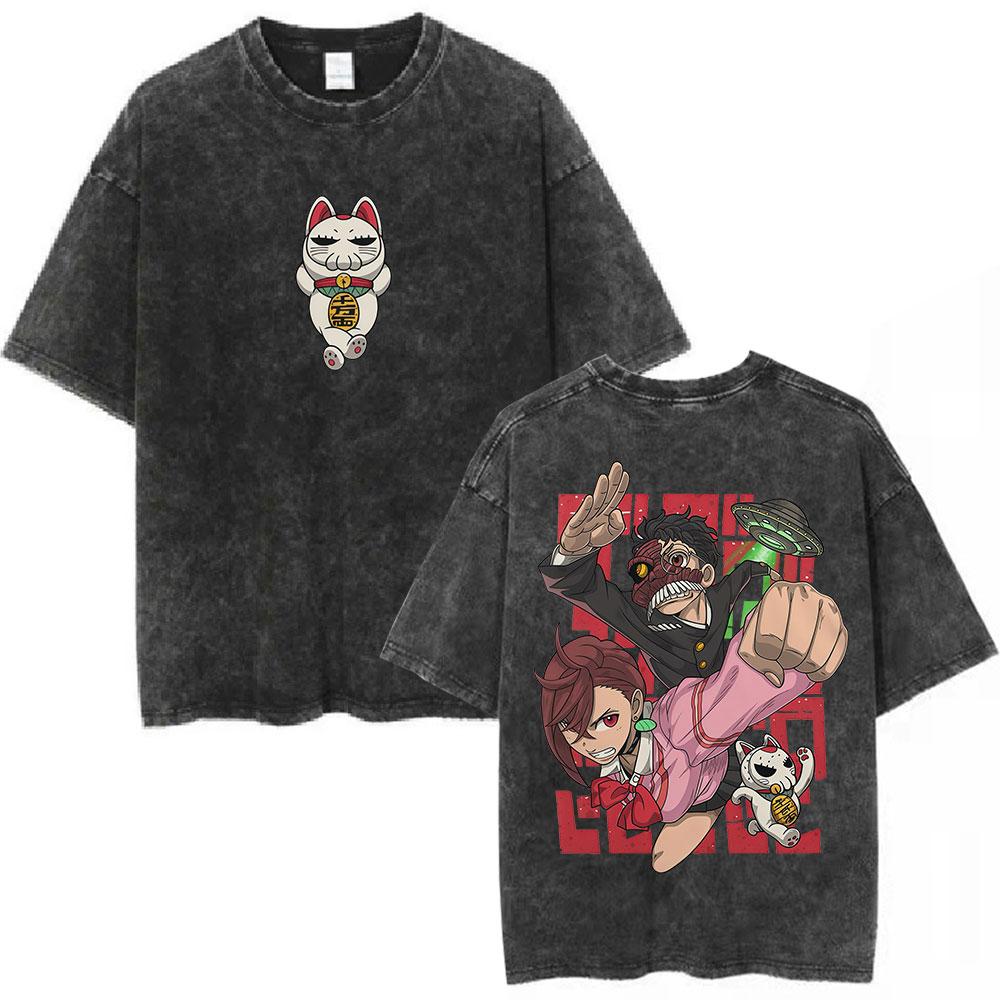 Anime Dandadan Ken Takakura Okarun Tshirt Men Women Fashion Vintage Washed Short Sleeve T Shirts Cotton Oversized Tshirts