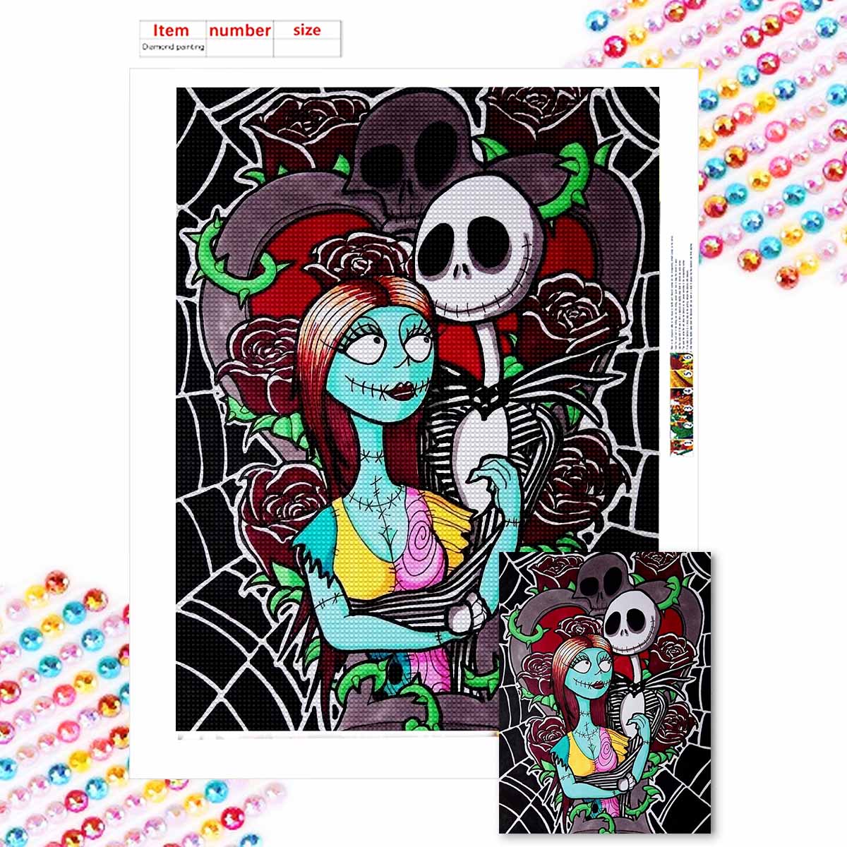 

Алмазная мозаика Красочная алмазная живопись Джек и его партнер Полная круглая вышивка Мультяшные креативные хобби Настенный декор Round 20x30cm