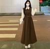 French-Style Two-Piece Long-Sleeve Plus Size Elegant Spring Dress with Waist-Cinched Skirt