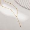 18k Gold Plated Y-necklace With Zircon Pendants Necklace - 42+5cm Chain Trendy Luxury Women's Jewelry S0744