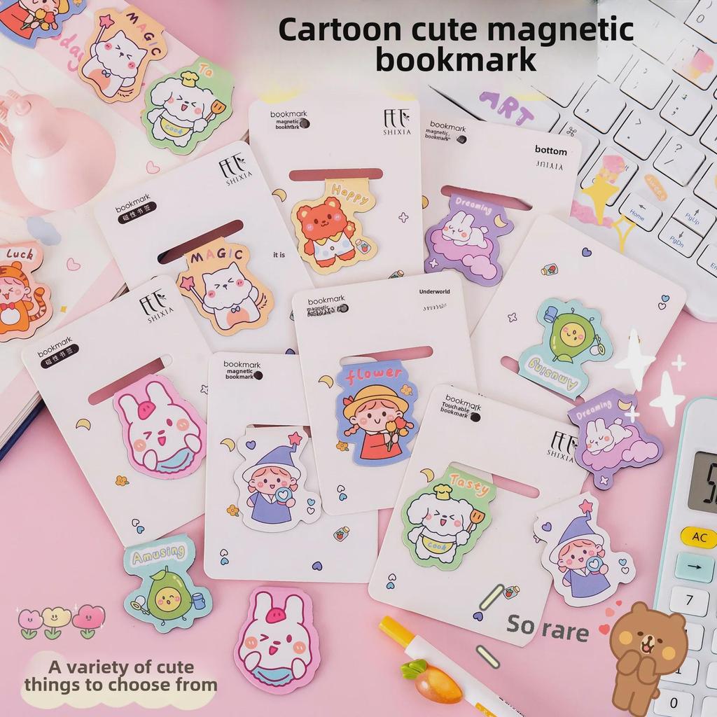 Creative Cartoon Magnetic Bookmarks - Double-Sided, Cute, Practical Clips for Kids