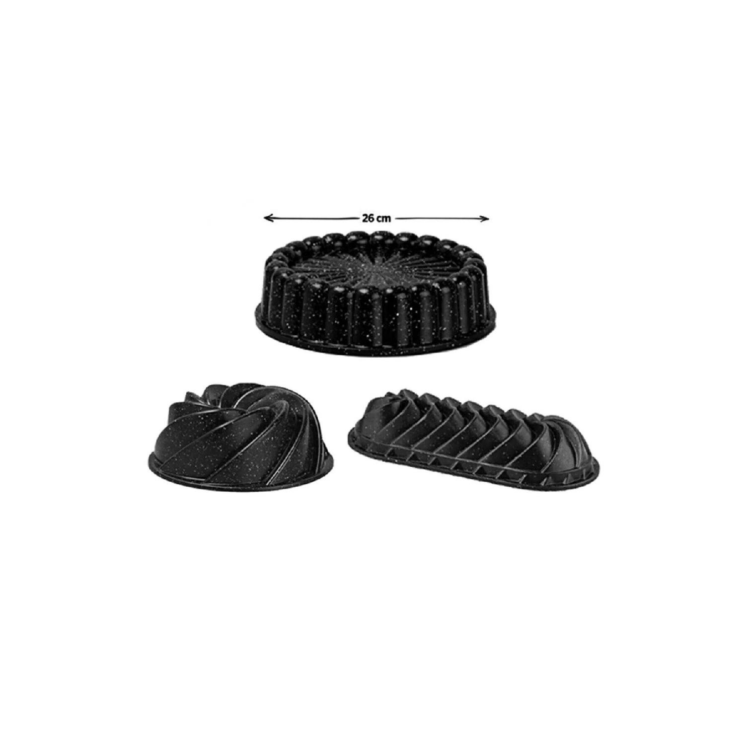 

Set Of 3 Cake Molds Granite Casting Crown Wind Rose Baton Casting чорний