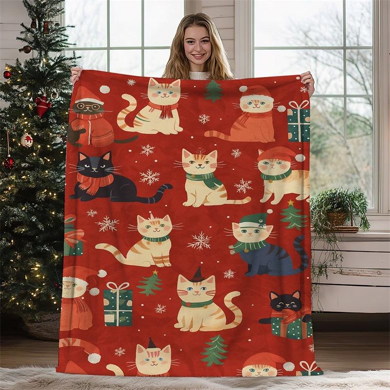 Christmas Geometric Theme Digital-printed Polyester Velvet Flannel Soft Sofa Cover Blanket Fleece Sofa Cover Blankets for Beds
