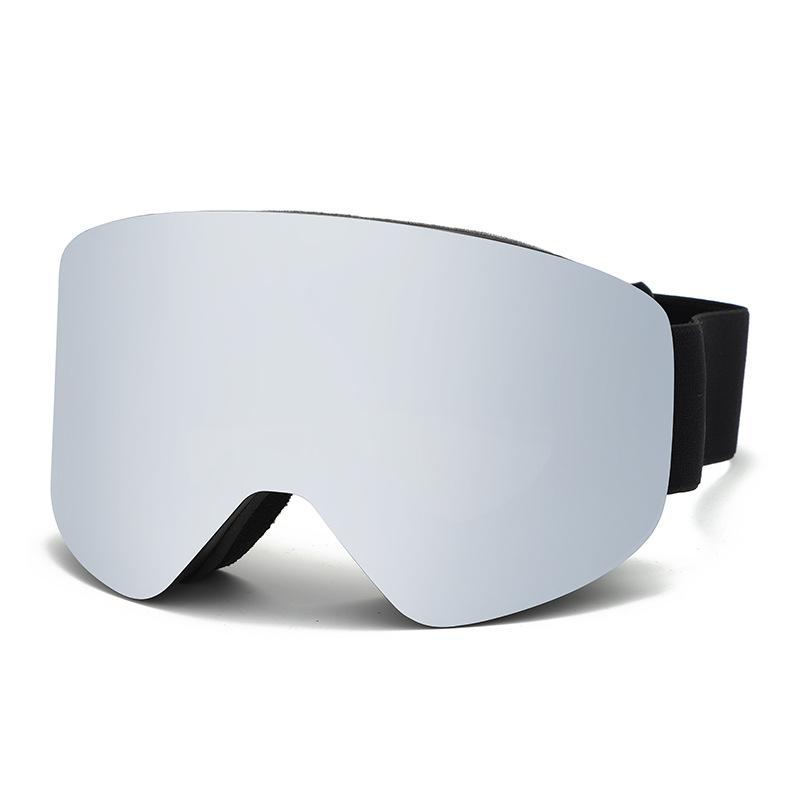 Magnetic ski goggles with cylindrical double-layer anti-fog protection for children and adults, large spherical ski goggles compatible with