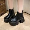 Fashion 2025 New 8.5cm Fashion Platform Boots For Women Round Toe Punk Style Thick Bottom Short Boots Ladies Slip On Party Boots