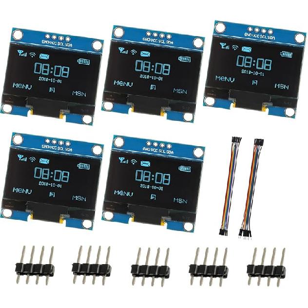 1.3 Inch I2C IIC OLED Display Module 128x64 Pixel Mini Self-Luminous Display Screen Board for Arduino Projects Raspberry Pi with Wire(1Pack Blue)