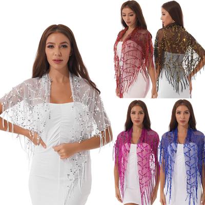 Women's Sequin Shawl Wraps Cape Shrug Tops for Bridal Wedding Evening Dresses