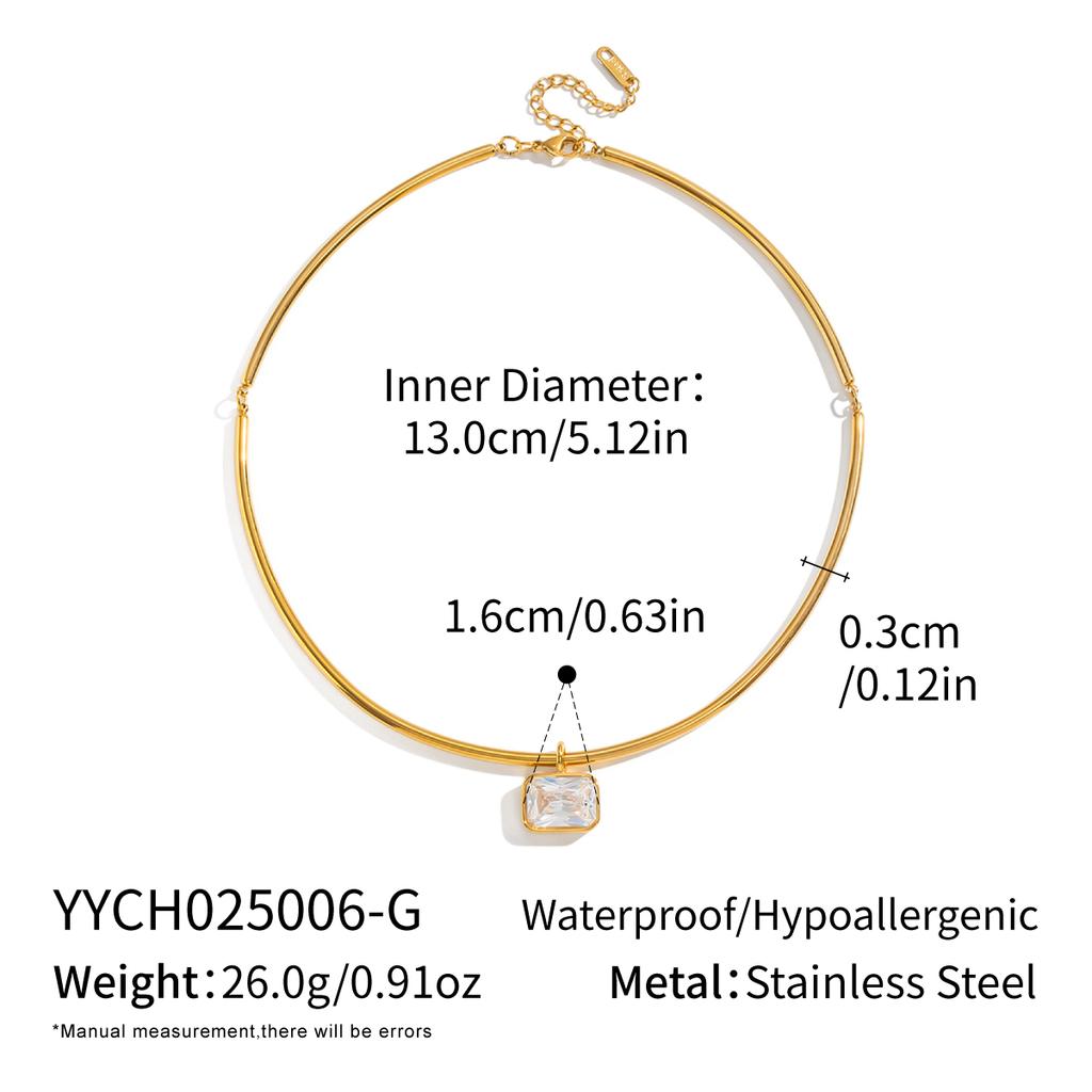 X&L 18K Gold PVD Plated Stainless Steel Necklace for Women New Fashion Geometric Zircon Pendant Necklace Charms Jewelry