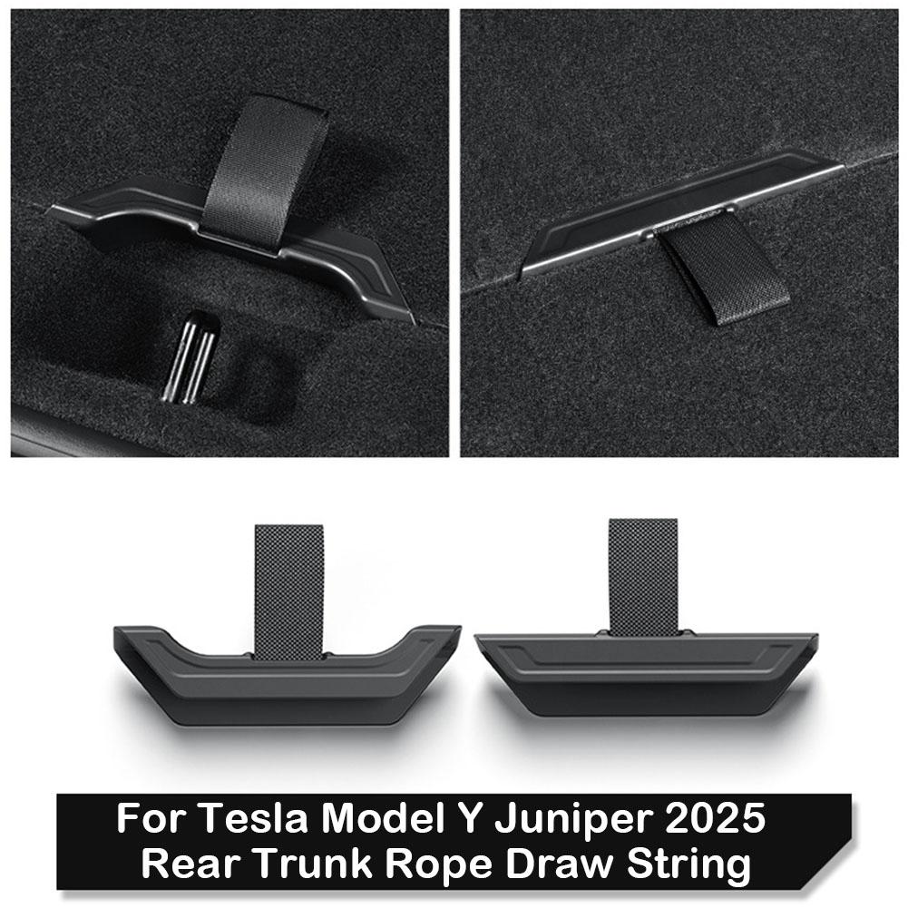 2pc Trunk Cover Handle For Tesla Model Y Juniper 2025 Rear Trunk Cover Tail Box Open Handle Rope Pull Strap Interior Accessories