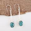 Blue Copper Turquoise Handmade Gemstone Earrings, 925 Solid Sterling Silver Earrings Dainty Silver Jewelry, For Engagement Gift
