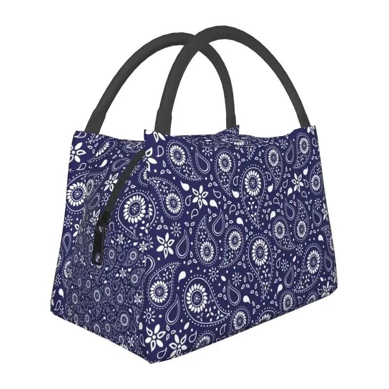 Geantă de prânz personalizată clasică Paisley cu model de bandană pentru femei, răcitor termic, cutie de prânz izolată pentru picnic, camping, muncă, călătorii