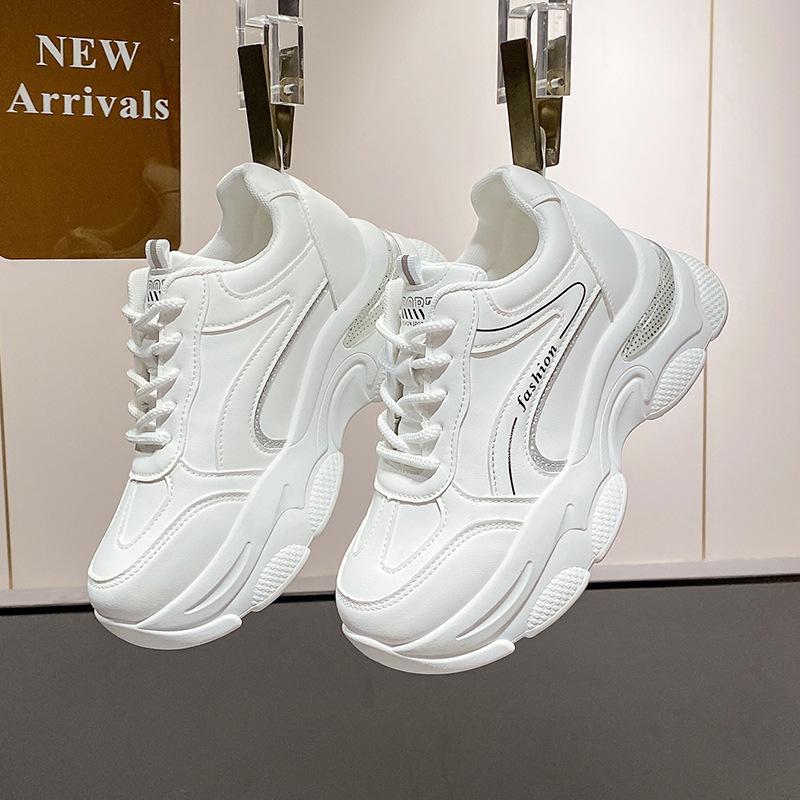 

Thick-soled heightening color matching dad shoes women s 2025 autumn and winter new ins trendy small man thin versatile casual shoes 35 белый