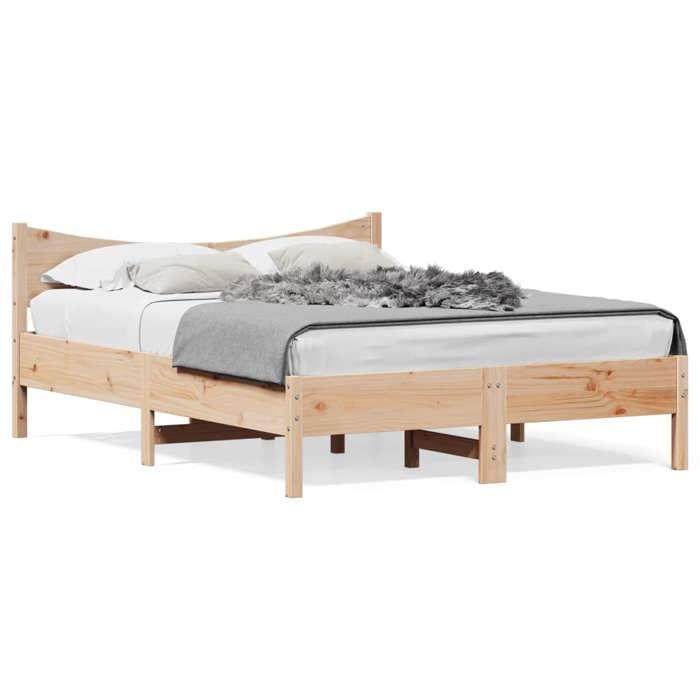 VidaXL Bed Frames, Double Bed with Slatted Base, Adult Bed, Bedroom Furniture, Modern, 140x190 Cm Pine Wood 844741