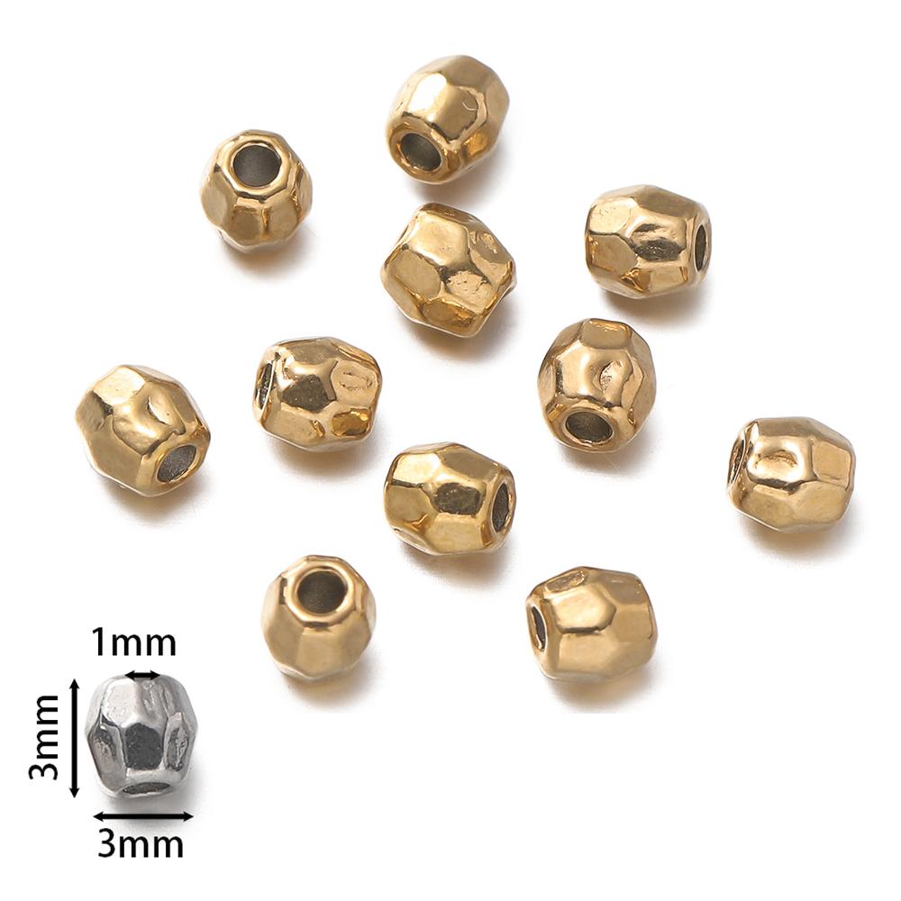 10pcs/lot Stainless Steel Faceted Oval Cylindrical Spacer Beads Bracelet Beads Jewelry Making Supplies DIY Findings Accessories