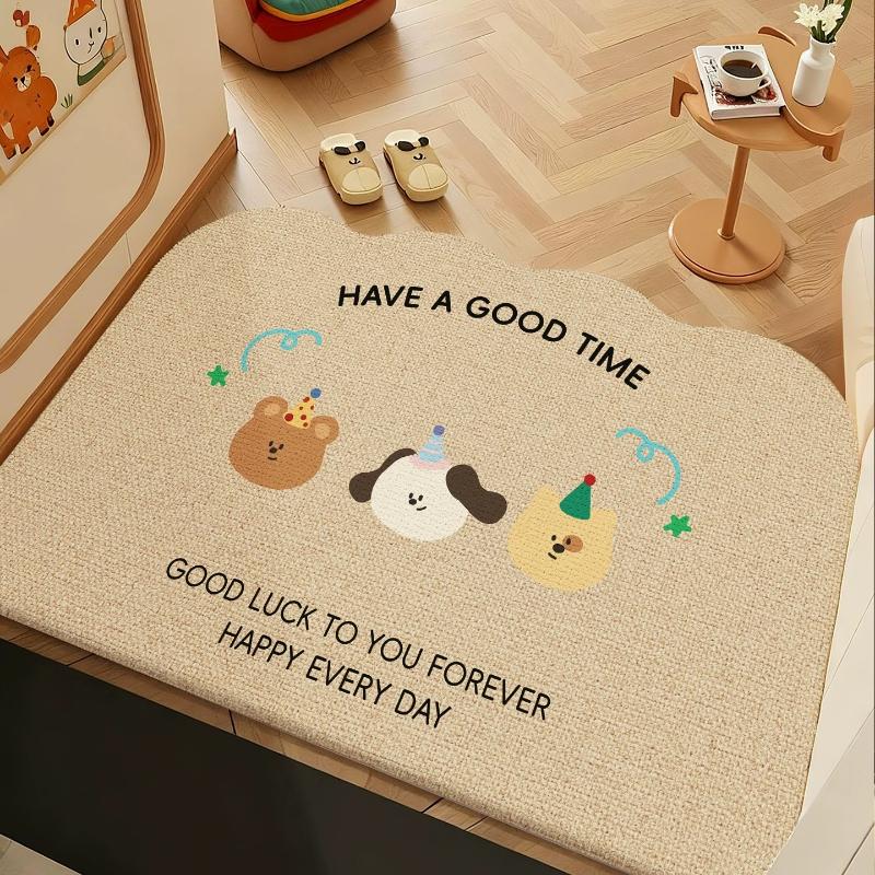 Entrance Doormat Welcome Rug Stain-resistant Wear-resistant Floor Mat Solid Color Geometric Pattern Carpet Home Decoration Rugs