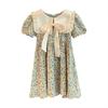 Girls Floral Dress Summer Lapel Western Style Little Girl Princess Dress