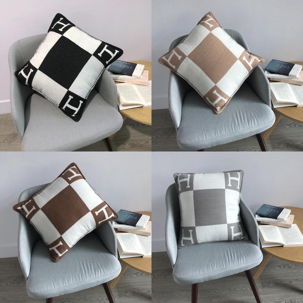 Modern H Letter Throw Pillow Cover With Striped Fabric For Home Decor