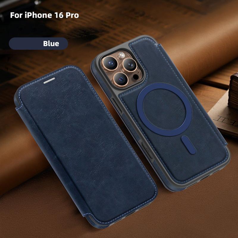 Custodia a Portafoglio in Pelle di Lusso con Porta Carte per iPhone 16 Pro Max 15 Pro 14 13 12 11 per Magsafe Antiurto Ricarica Wireless Cover Magnetica Bumper