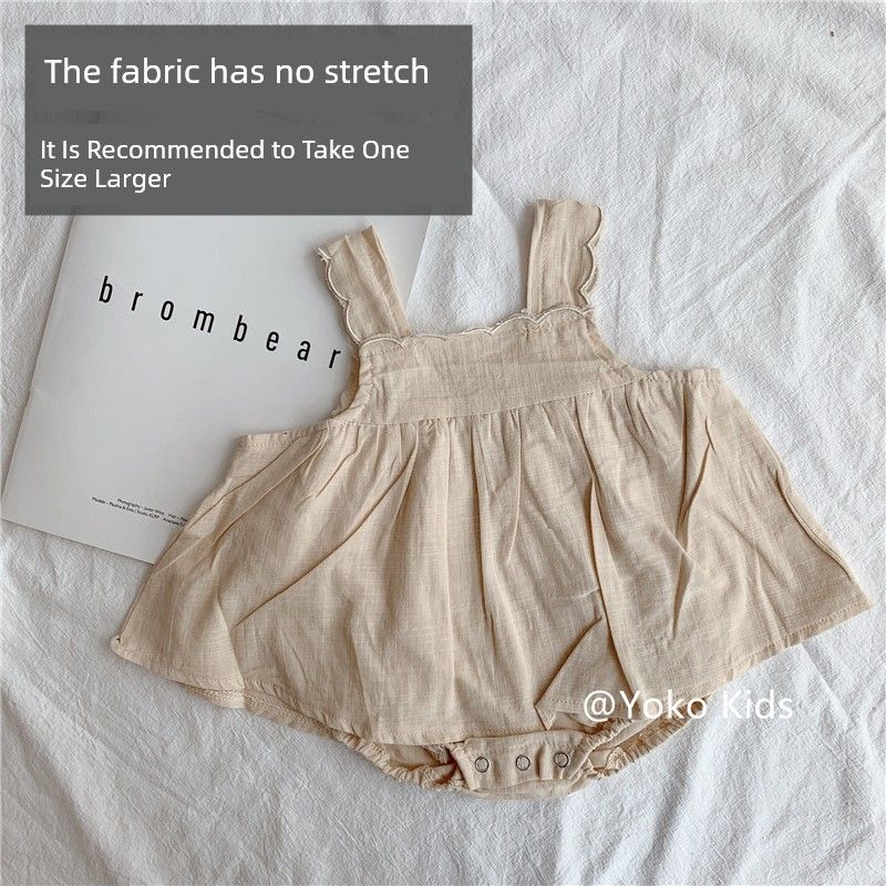 

INS Summer Seaside Vacation Style an Embroidered Skirt Sling Milk Tea Suspender Jacket Size 66