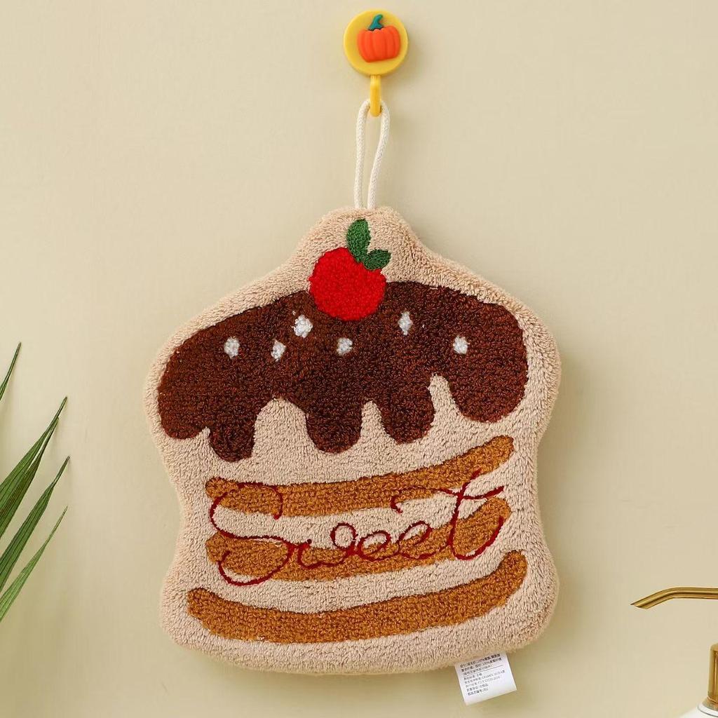 Coral Fleece Hanging Hand Towel - Thick, Absorbent, Cute Design for Kitchen or Bathroom