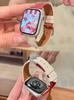 The Thin Pebbled Leather Strap Is Suitable for AppleWatch10, Apple Watch S9iwatch87th Generation SE Girl